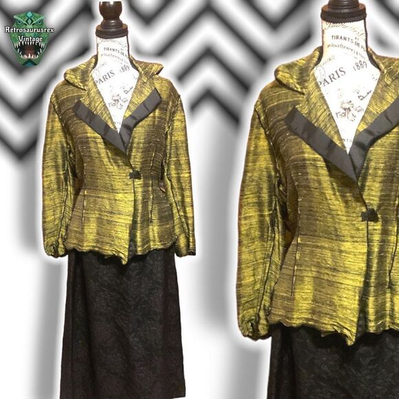 VINTAGE Louis Simon for LA Libellule Silk Gothic Steampunk Style Blazer Blouse, - Picture 1 of 10